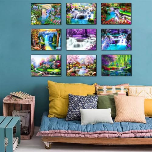 Image of TINY FUN 12 Pack Diamond Art Kits for Adults & Beginners 5D Diamond Painting with Round Full Drill for Home Wall Decor Gift