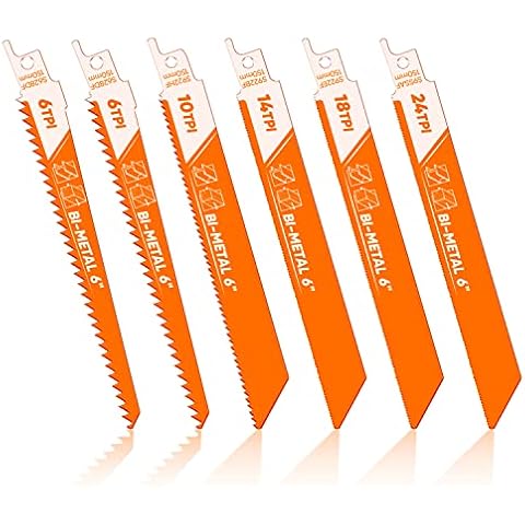 AugTouf Reciprocating Saw Blades Set 6pcs, Sawzall Blades for Metal Cutting, Multi-Purpose Pruning Saw Blades Set Cover