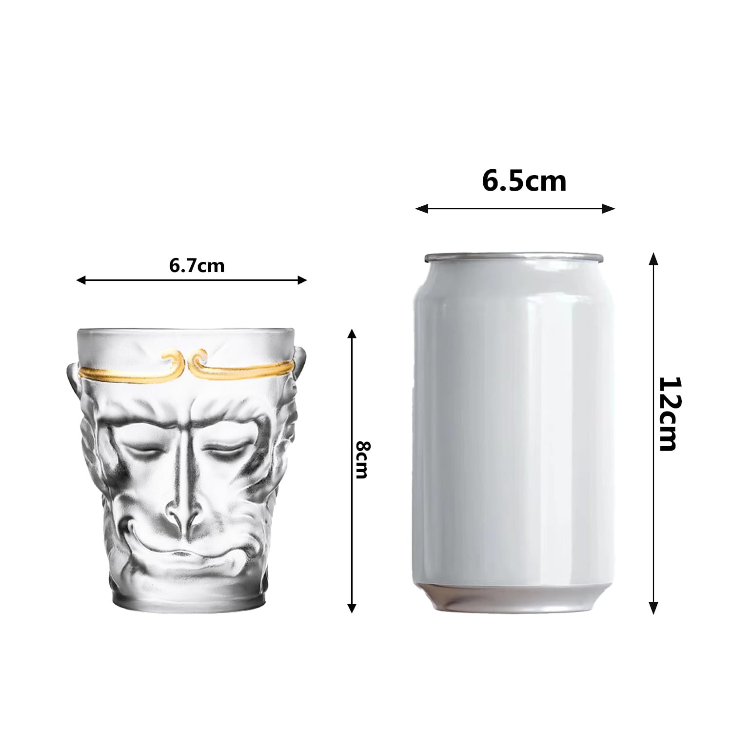 MOTUZEIYY Creative Monkey King Glass Mugs Frosted Transparent Iced Tea Glasses Iced Coffee Cup Iced Beverage Glass for Office and Home for Yogurt, Latte, Dessert, Juice,Clear