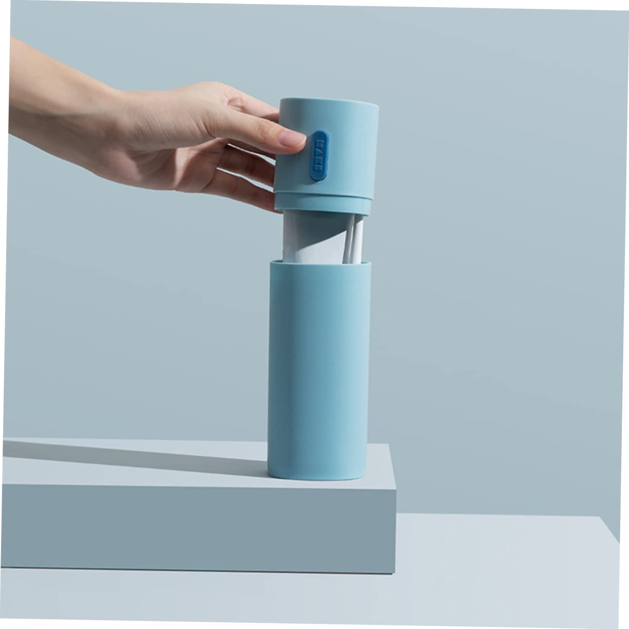 TOPBATHY 3pezzi Accessori da Bagno Porta Spazzolino e Dentifricio Contenitore Multifunzionale Blu per Viaggi Tazza per Lavarsi Denti e Conservazione Igienica