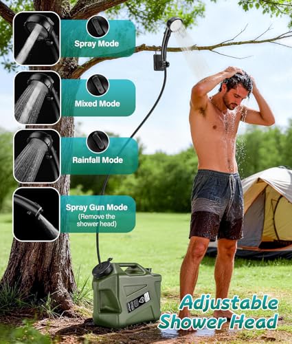 Ducha portátil para camping con garrafa de agua de 5 galones, kit de ducha recargable WADEO 6000mAh para actividades al aire libre, bomba impermeable IPX8, cabezal de ducha con 5 modos, fácil de almacenar para senderismo y playa miniatura 6