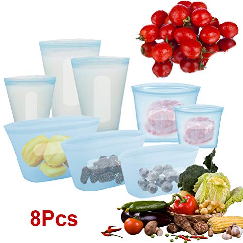 Odziezet Bolsas de Silicona Reutilizables para Alimentos con Cierre, Contenedor de Almacenamiento para Frutas Verduras Microondas Refrigerador Almuerzo Viaje Aptas para el Lavavajillas