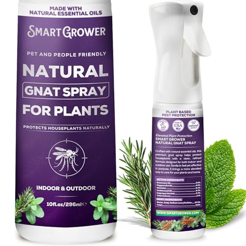 Natural Gnat Spray for Plants (10oz Fine Mist Sprayer) – Fungus Gnat Killer for Indoor Plants – Essential Oil Plant Bug Spray – Ready to Use – Pet and Family Friendly, Refillable - Smart Grower
