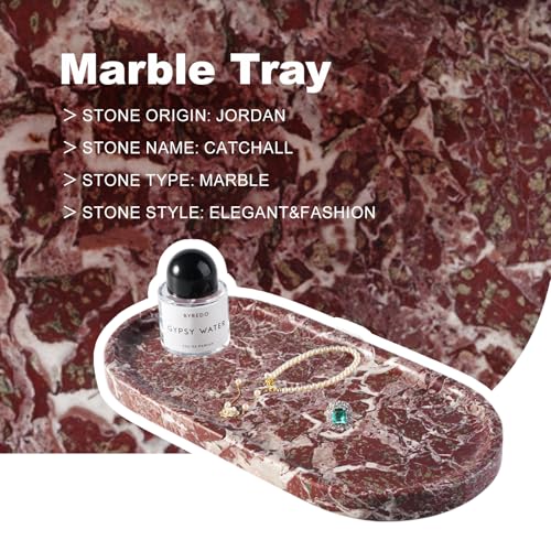 Image of Koville Norway Natural Marble Tray, 12 inchx6 inch Vanity Decorative Tray for Countertop, Catchall Tray for Perfume, Candles, Jewelry Dish