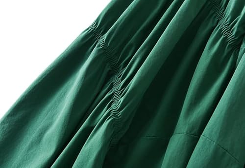 JHDESSLY Saia de cintura elástica feminina cor sólida com painel de saia grande Swing evasê, Verde,