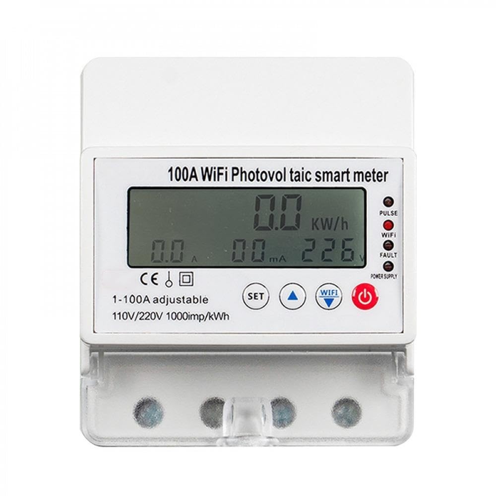 Contatore Elettrico Intelligente WiFi 100A, Misurazione Energia Bidirezionale/Controllo Remoto/Protezione da Sovratensione e Sottotensione, Monitor di Potenza Monofase 4P 110/220V