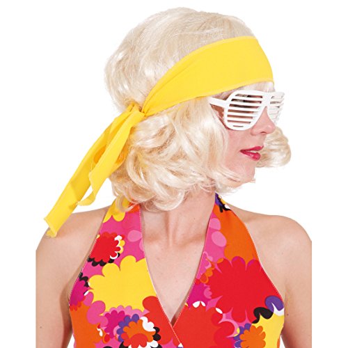 Amakando Fascia per Capelli Anni '70, Anni '60, con Motivo Floreale, Colore Giallo