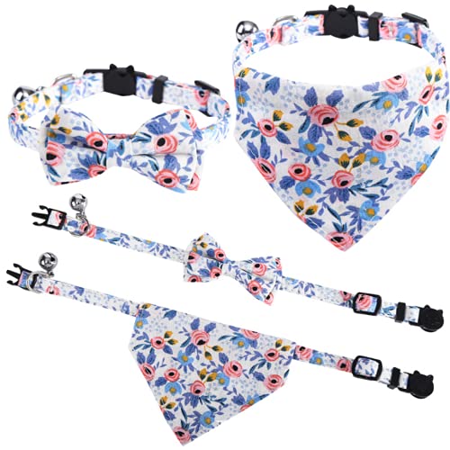 Haustier-Halsband für Welpen und Katzen, mit Schleife, Speichel-Handtuch, Haustierprodukte, kleine Cuihua-Schnalle, Katzengurt, Haustierprodukte (verstellbar 20-28 cm), Blau Cover