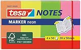 Fáciles de quitar Pack de 4 blocs de 50 marcadores adhesivos de papel tesa, 20 mm x 50 mm