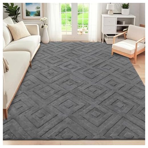 SHACOS Tapis de Salon Grand à Poil Court Gris 160x230cm Tapis Descente de Lit Chambre Adulte Moderne Antidérapant Tapis Décoratif Style Bohème à Motif Géométrique pour Salon Chambre Couloir