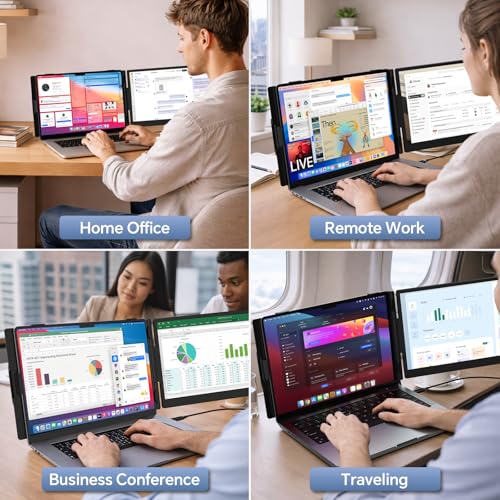 Image of 14 inch Laptop Screen Extender, Ultra-Slim 0.17 inch FHD 1080P IPS Portable Monitor for Laptop, USB C /HDMI Plug & Play, Fits 13 inch-17.3 inch Laptops, Work with Windows /Mac /Chrome,