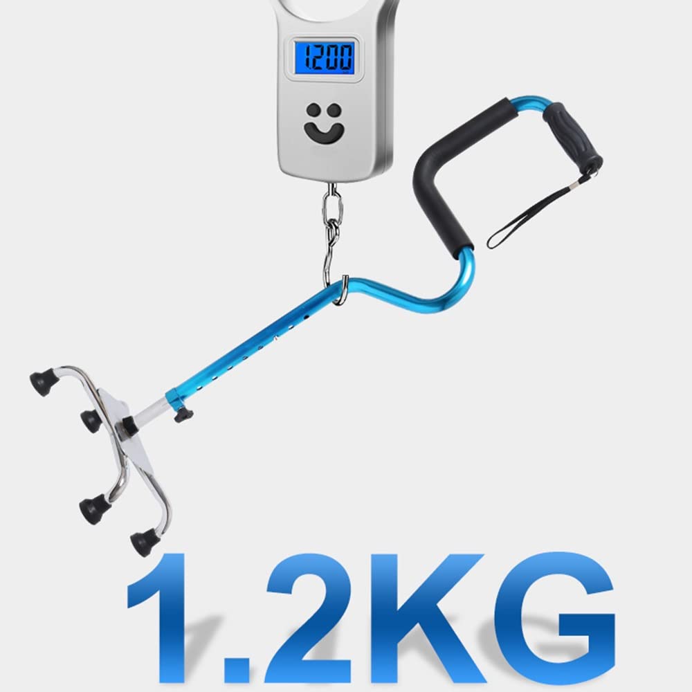 KADEUX Bastón Cuádruple, Bastones para Caminar De Cuatro Pies Extensible, Bastones con 4 Patas, Muleta con Estable Base De Cuatro Patas, Ligero (Color : Blue)