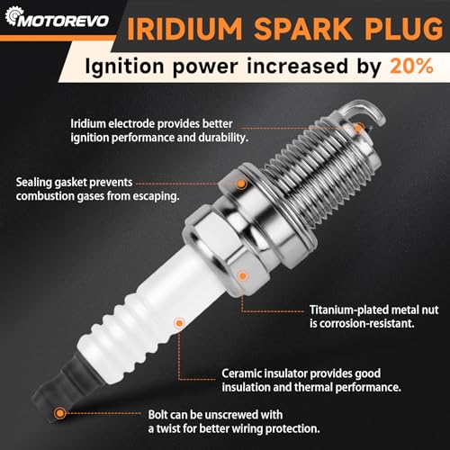 image for Motorevo Ignition Coil Pack and Iridium Spark Plugs Set of 4, Compatib