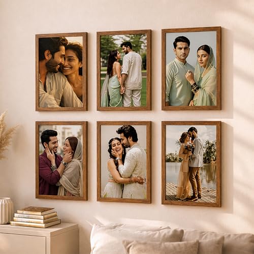 Image of Art Street Premium Photo Frame for living room, Classic Aesthetic Design Photo Frames for Photograph, Art Work, Kids Room Set of 6 (8x12 Inch, Brown)