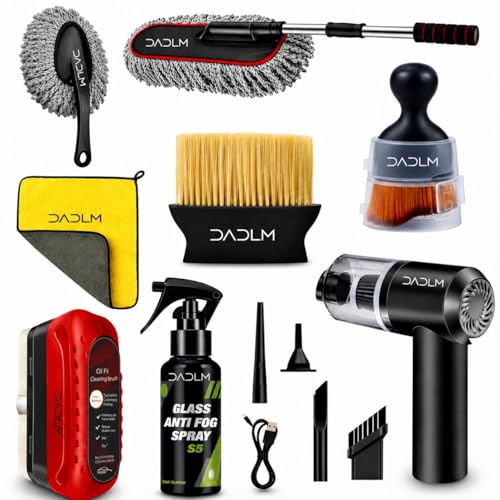 Image of DADLM 8 PCS Car Cleaning Kit with 120W Portable Vacuum Cleaner, Interior Detailing Accessories, Duster, Detailing Brush, Anti-Fog Spray, Microfiber Cloth (X-Large 8 Pack)