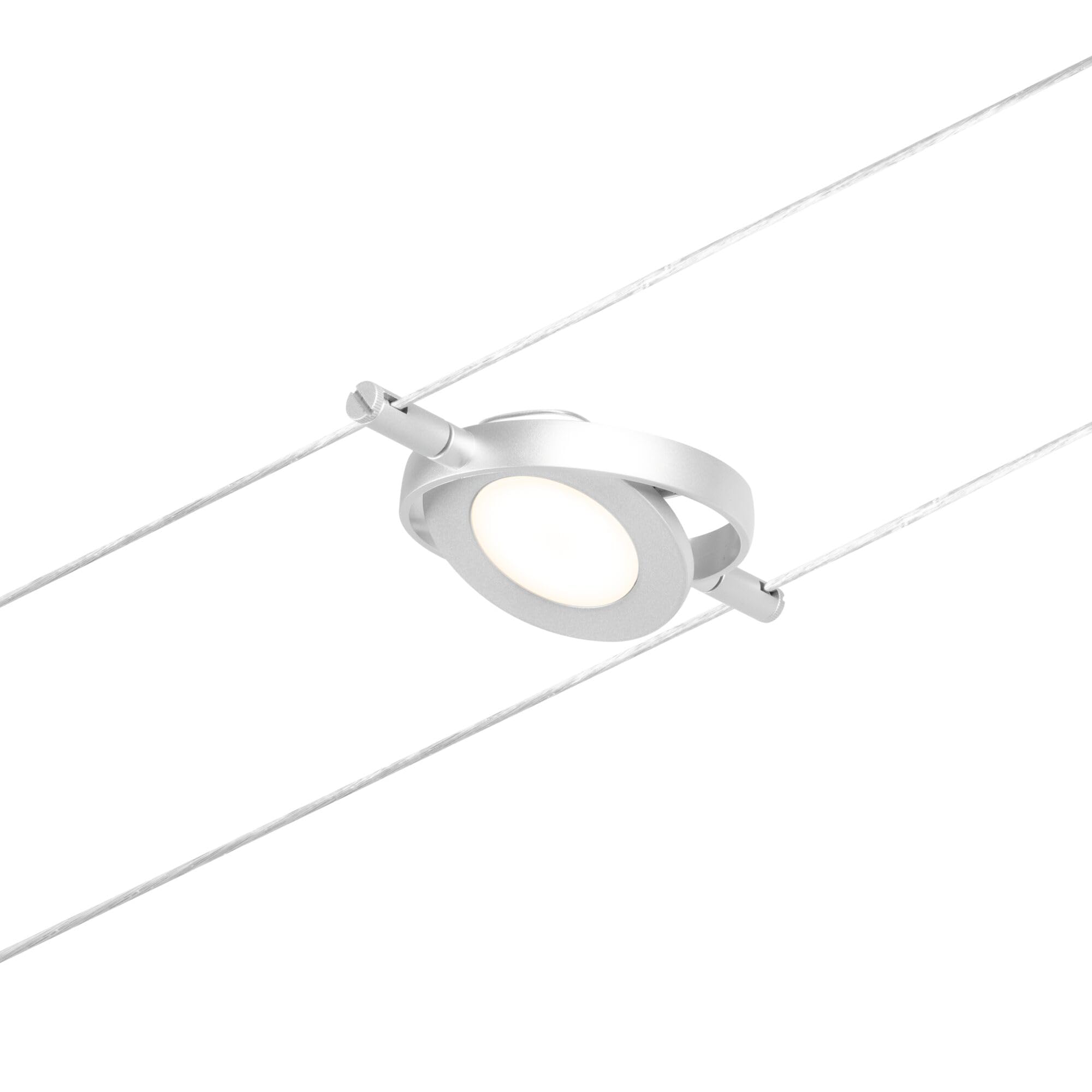 Paulmann CorDuo 94415 - Faretto LED RoundMac DC con 1 x 4,5 Watt espandibile cromato opaco, fune metallica cromata 3000 K