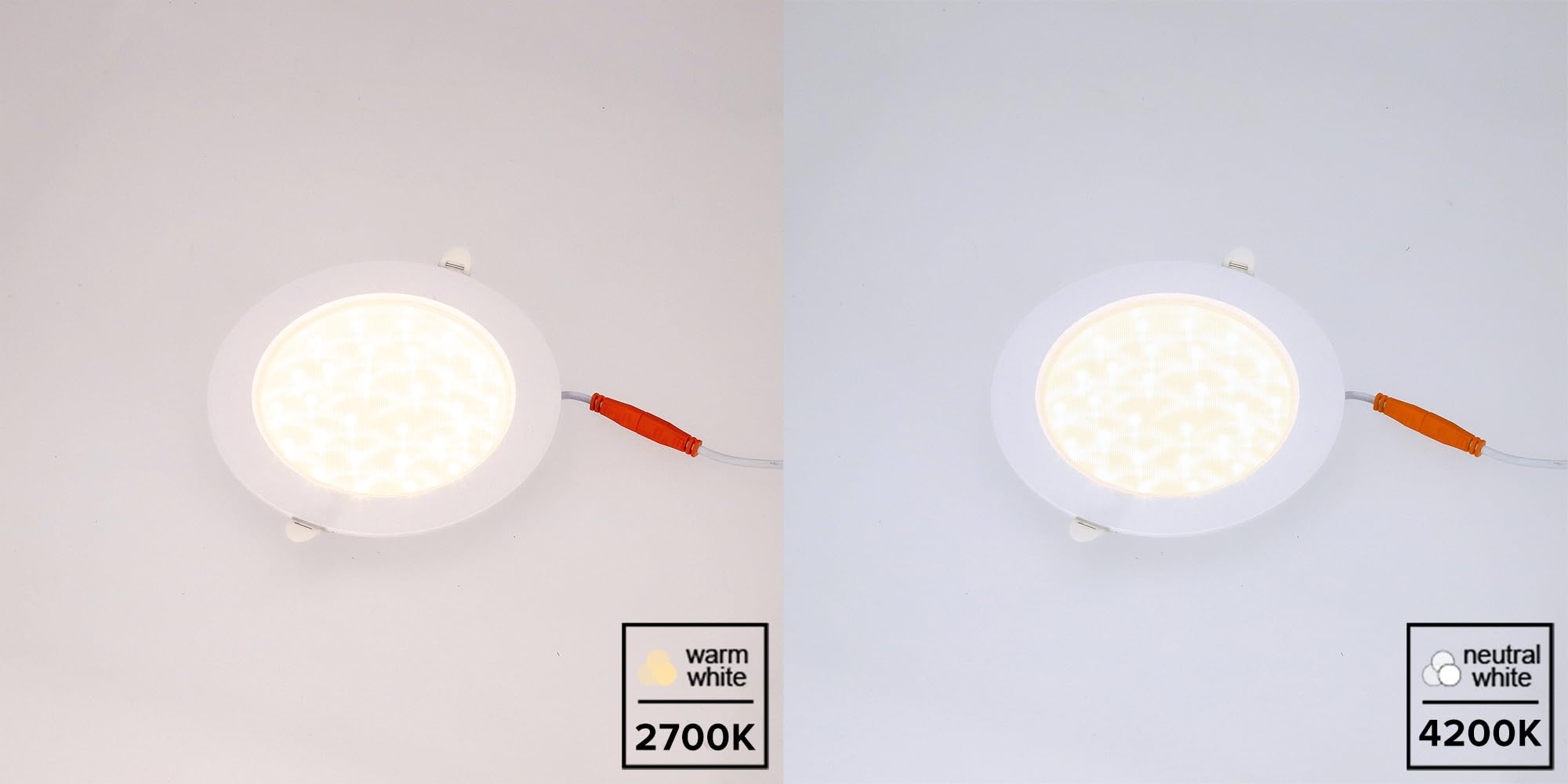 Zestaw 2x Panel LED Sufitowy 12W 4200K Neutralna Biel - Reflektor Wpuszczany Downlight 1200lm Ultracienki Biały 230V - Okrągła Oprawa Podtynkowa do Salonu, Kuchni, Biura - Horoz Electric