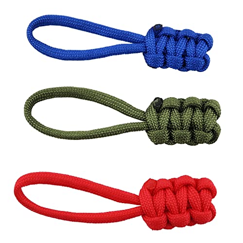 Image of HSCGIN 12pcs Braided Rope Zipper Head 38x23mm Replacement Zipper Pulls Red Blue Green for Suitcase, Backpacks, Jackets, Boots