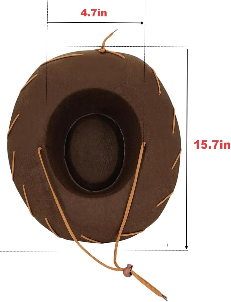 Poboola Brown Western Cowboy Hat for Men Sheriff Costume Accessories Set with Cowgirl Hat Bandana Belt Badge and Holster