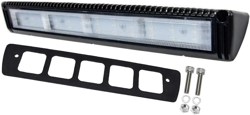 18-Inch RV Exterior LED Awning Light, 12V/24V DC, 6000K Cool White, 3200 Lumens, 40° Down Angle Flood Beam, IP67 Waterproof, Aluminum Housing, Black Finish, 1-Pack