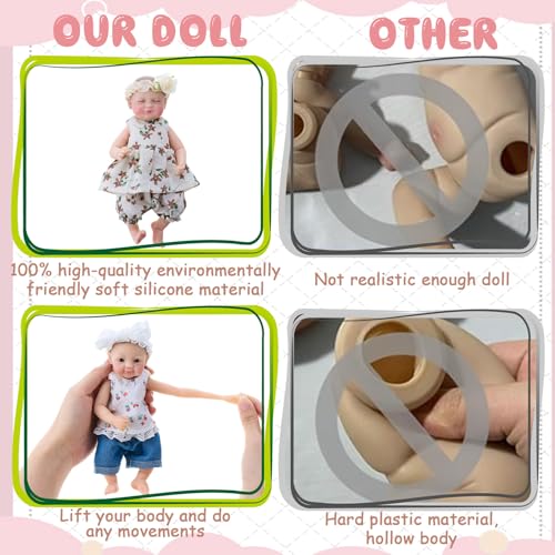 Set de 2 muñecos bebé de silicona realista, 8 pulg. miniatura 2