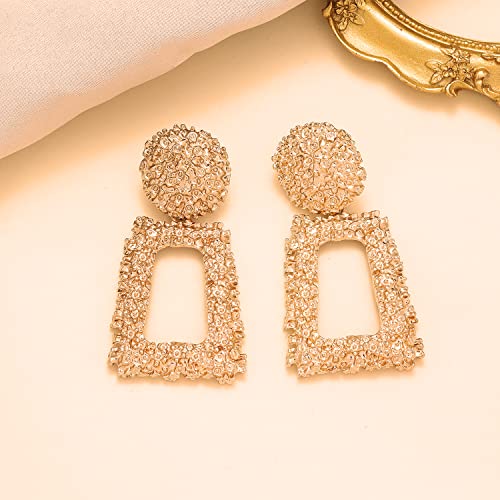 ATIMIGO Statement Drop Earrings Large Metal Rectangle Geometric Dangle Earrings for Women2