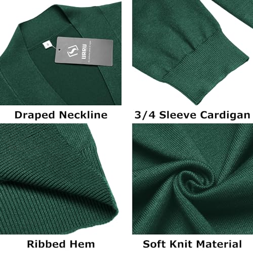 Image of URRU Women's Classic 3 /4 Sleeve Open Front Cropped Cardigan Sweater Lightweight Knit Short Shrugs
