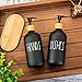 Hniuyun Glass Soap Dispenser Set of 2, Glass Soap Dispenser Bottle with Pump, 16 Oz Refillable Liquid Hand Jar Dispenser for Bathroom, Countertop, Kitchen, Laundry Room (Black)