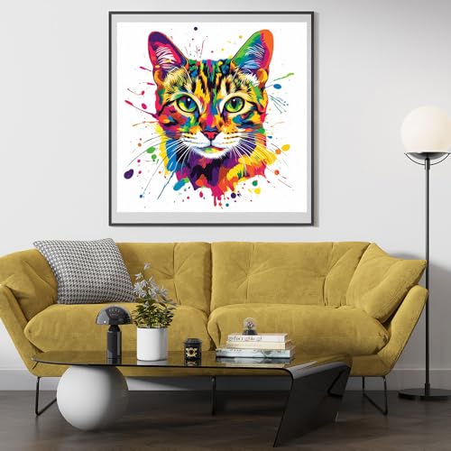 Image of Moohue Stamped Cross Stitch Kits for Adults Animal Cute Cat 14CT Pre Printed Cross Stitch Kits for Beginners (Cute Cat)