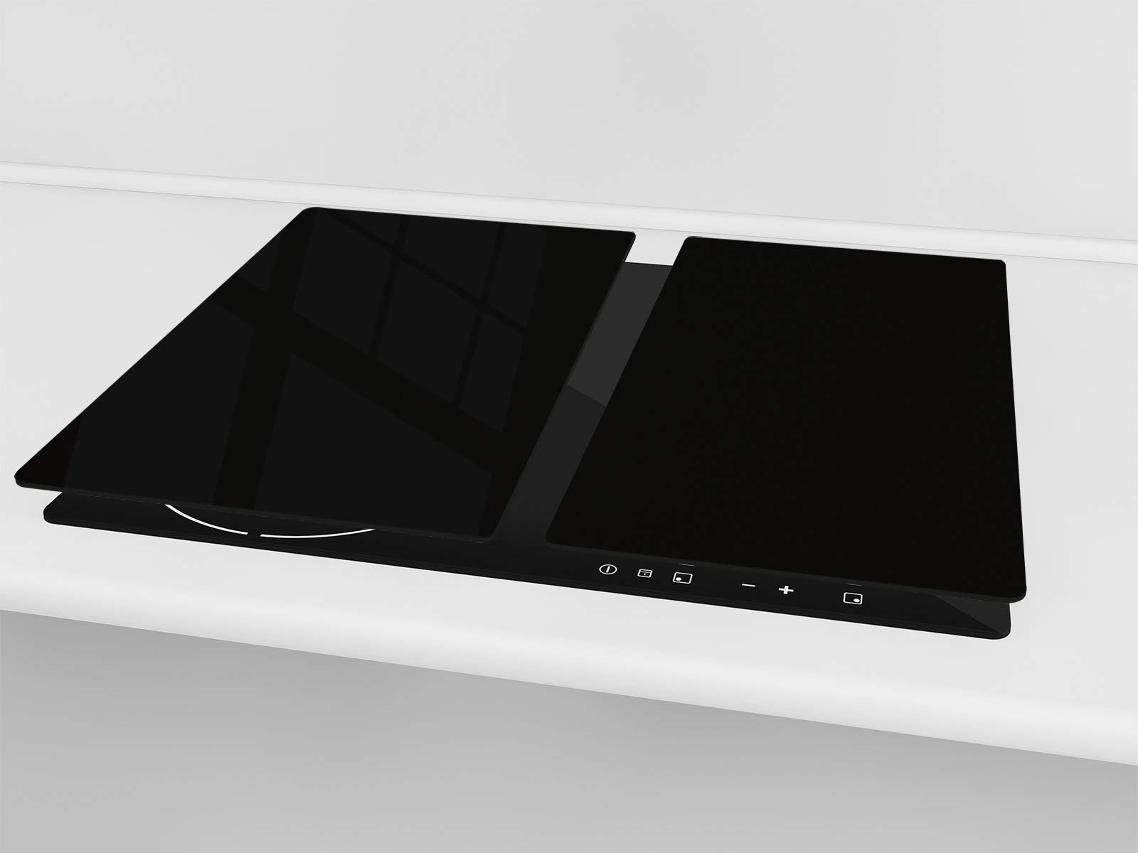 Planche à découper en verre trempé – Couvre-cuisinière et protège-plain de travail en verre résistant – UNE PIÈCE (60x52 cm) ou DEUX PIÈCES (30x52 cm chacune); D17 Noir et blanc: Black