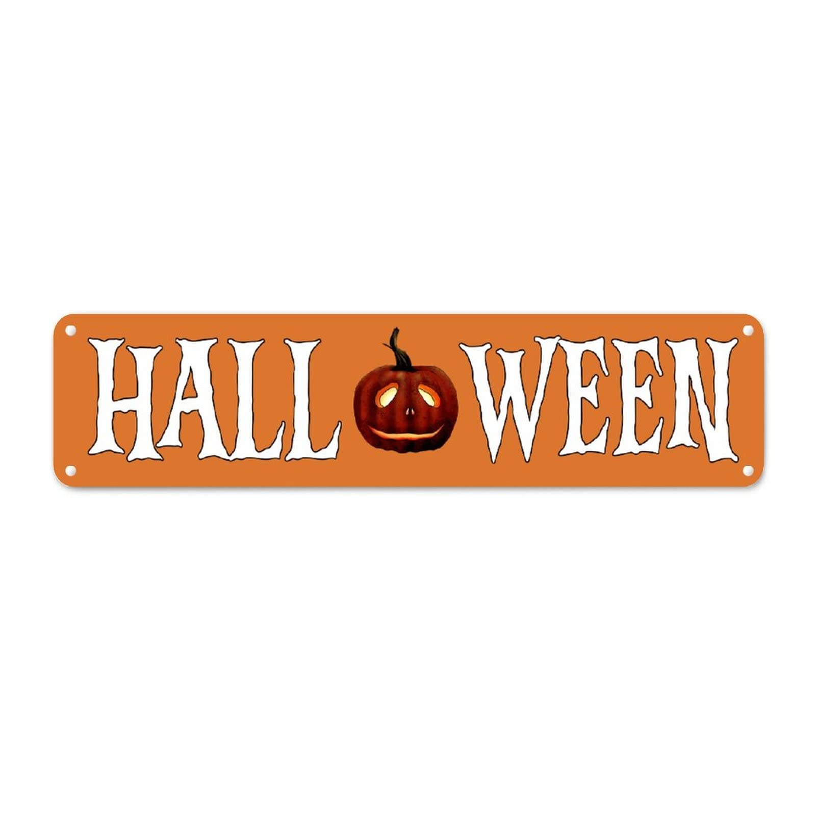 Panneau Halloween en métal déco amusante porche 61x15cm