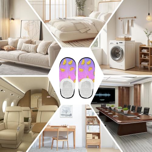 Fuzzy Travel Slippers for Women Men Indoor Outdoor Funny Taco Print Bedroom Fluffy Slipper Fleece-Lined Fall Winter Warm Cozy Soft Plush House Shoes Holiday Gifts4