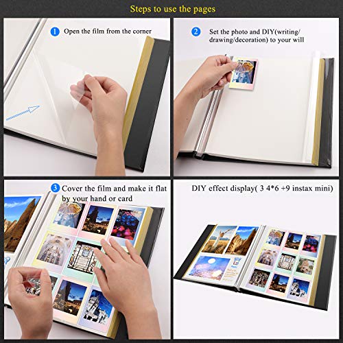 1DOT2 Photo Album Self Adhesive Pages, Leather Cover Albums with 60 Sticky Pages, Scrapbook Albums for Christmas, Wedding, Birthday Baby Gifts Hold 3X5, 4X6, 5X7, 6X8, 8X10 Photos Album Black