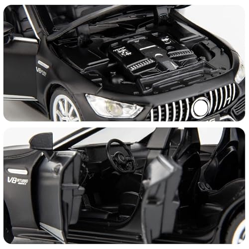 Image of BlackZone 1:32 Compatible for Mercedes AMG Benz GT63 Toy Car Metal Pull Back Diecast Car with Openable Door and Sound Light, Gifts Toys for Kids (Black)