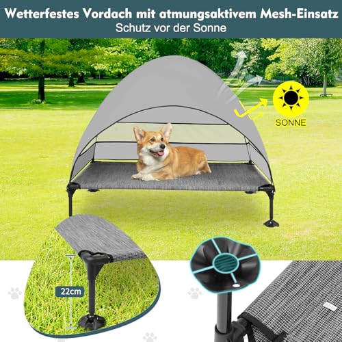 Snagle Paw Hundeliege mit Dach & Erhöhtes Design - Stabiles Hundebett mit Antirutschfüßen, Breiter Schatten - Wasserdicht für Große Hunde Indoor/Outdoor, Camping & Garten