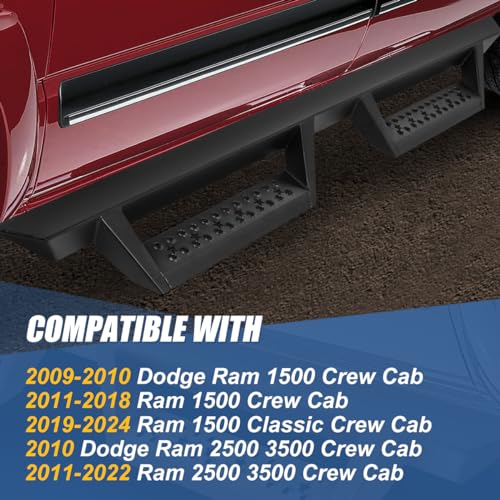 Estribos laterales para Dodge Ram 2009-2024 negro 2.75 pulg miniatura 7