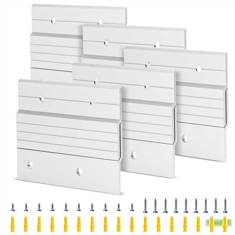 WINSMAR 4 Inch French Cleat Hangers (5 Pairs) - Aluminum Z Bar Clips Wall Mounting Brackets for Lightweight Art Photos Whiteboards Art Frames & More