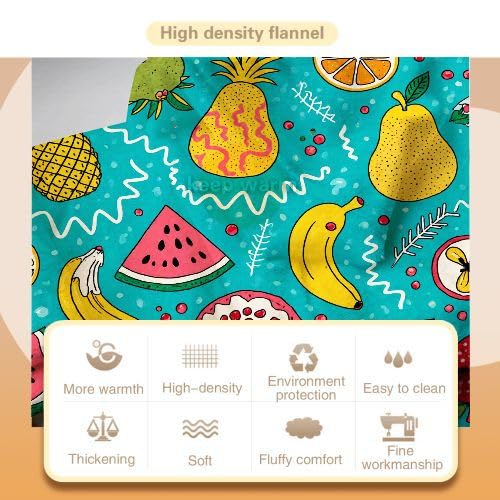 Manta Polar 220 x 240 Frutas de Colores, Mantas para Cama 105 de Franela Cálida y Cómoda para Niños y Adultos, Mantitas para Sofá Reversible para Cubre Sofa Colchas, Fácil de cuidar_8411a