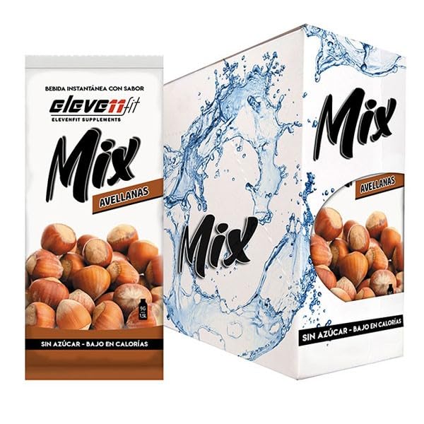 Eleven Fit Mix Instantáneo Sabor Avellana | Prepara 1.5L de Bebida Saludable, Sin Azúcar y Baja en Calorías | Ideal para mezclar con Leche, Cocinar y Preparar Postres | Caja de 24 Sobres