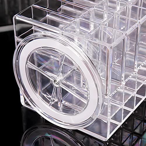 Image of Sooyee 360 Degree Spinning Lipstick Organizer Holder 53 Spaces, Acrylic Cosmetic Display Cases for Lipstick, Brushes, Bottles, and More, Clear