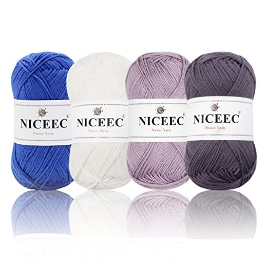 NICEEC 4 Skeins Soft Baby Yarn 100% Cotton Yarn for Crochet Knitting 4 Ply Yarn Blanket Yarn for DIY Craft Fingering Weight Yarn Total Length 4×175yds/4×50g-Multicolored