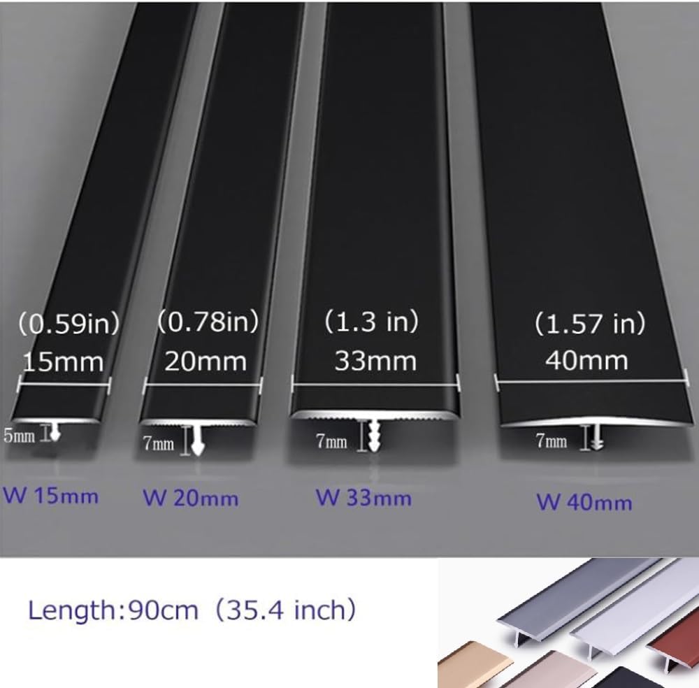 Floor Transition Strip Cover Strips, Threshold Flat Divider Strip Adhesive Flooring Transitions Divider, Gap Covering Joining Strip for Doorways Flooring Gaps(Gold,W 40mm)