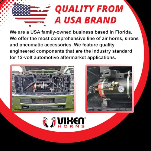 Vixen Horns 12V Air Compressor Kit 200 PSI with 1.5 Gallon Tank VXO8315B For Train Horn, Air Suspension | Includes Gauge, Pressure Switch, Drain/Safety Valve, Fittings, Fuse, Hose, Thread Sealant by Vixen Horns - Image 8