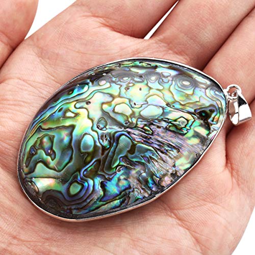 Tumbeelluwa Abalone Shell Pendant Necklace For Women, Oval Sea Shell Pendant With 19.5" Chain #TOP1