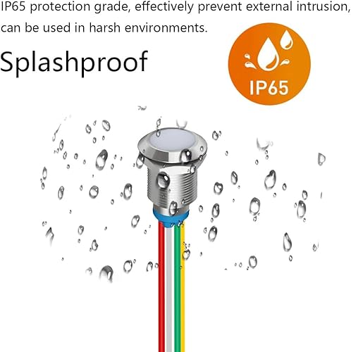 Miniatura 78 de 5pcs 0.472 in LED Metal Indicador Luz AC 110V-220V Impermeable Señal Lámpara (Rojo)