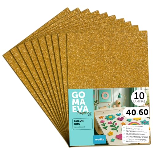 Goma Eva de purpurina densa m-office texturizada oro para bellas artes y proyectos creativos
