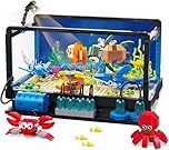 QLT Fish Tank Building Set, Compatible with Lego Fish Tank Aquarium Including Marine Life Animals, Creative Lighting Fish Tank with Submarine Educational Building Toys for teens 14+ and Adults