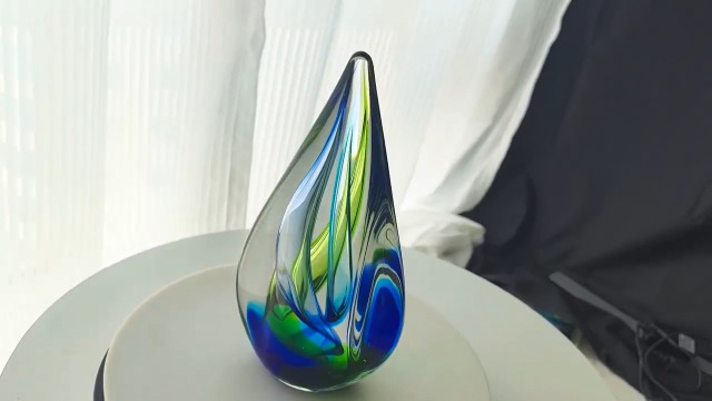 Escultura de vidrio estilo Murano gota azul miniatura 7