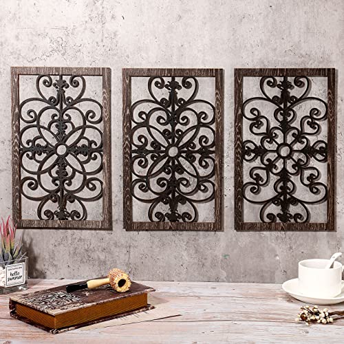 Blulu 3 Pieces Thickened Rustic Wood Wall Decor Wall Art Farmhouse Hanging Decoration For Living Room Bedroom Home Indoor Outdoor Office Wall Decor (Adorable Style) #TOP1