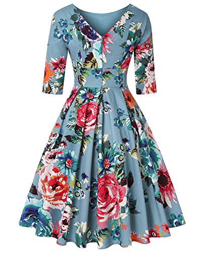 Image of MINTLIMIT Women's 1950s Retro Vintage Cocktail Party 3 /4 Sleeve Swing Dress